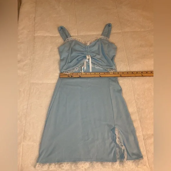 Light Blue Lace Trim Two-Piece Set - Picture 4 of 7